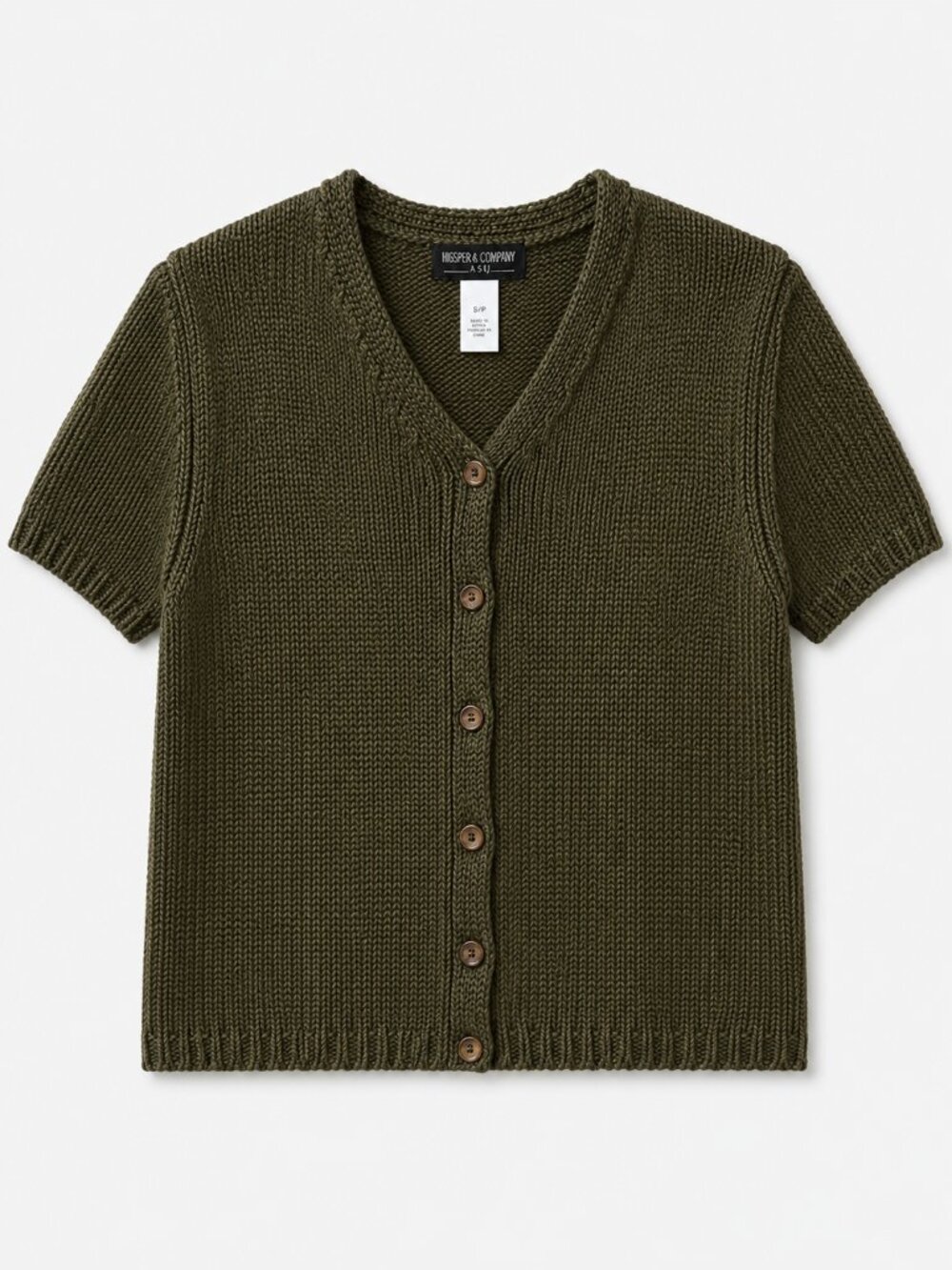 Kasper & Company ASL Olive Rayon Knit Cardigan Sweater Medium NWT Short Sleeve